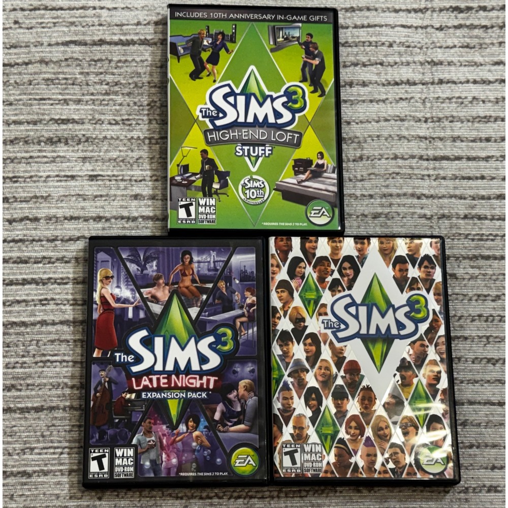 The Sims 3 PC Mac Bundle Base Game Late Night Expansion High-End Loft Stuff Pack